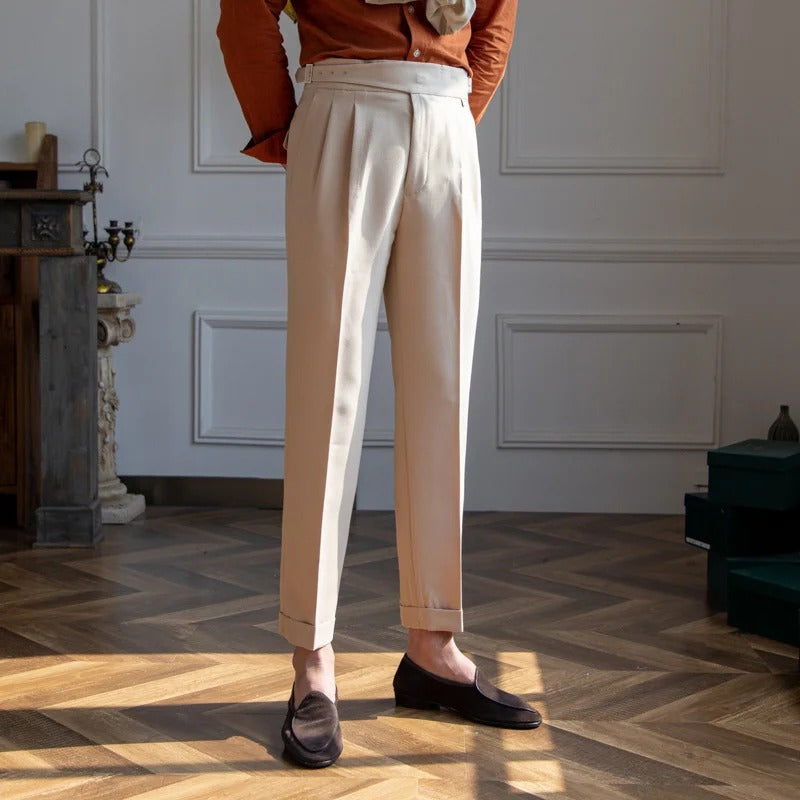 Beige Classic Double Buckle Gurkha Pant By Sartorio Nero