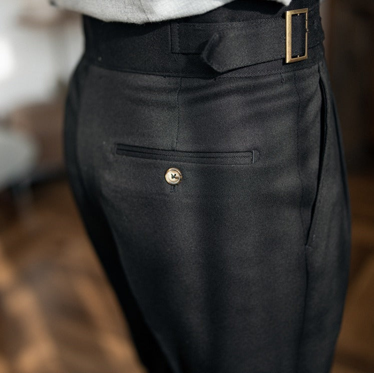 Black Classic Double Buckle Gurkh Pant By Sartorio Nero