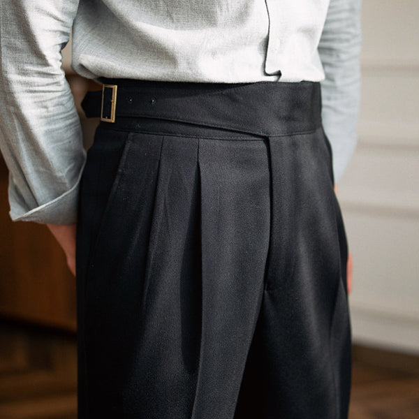 Black Classic Double Buckle Gurkh Pant By Sartorio Nero