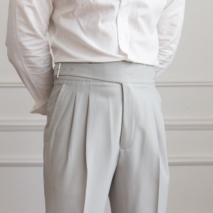 Grey Classic Double Buckle Gurkh Pant By Sartorio Nero