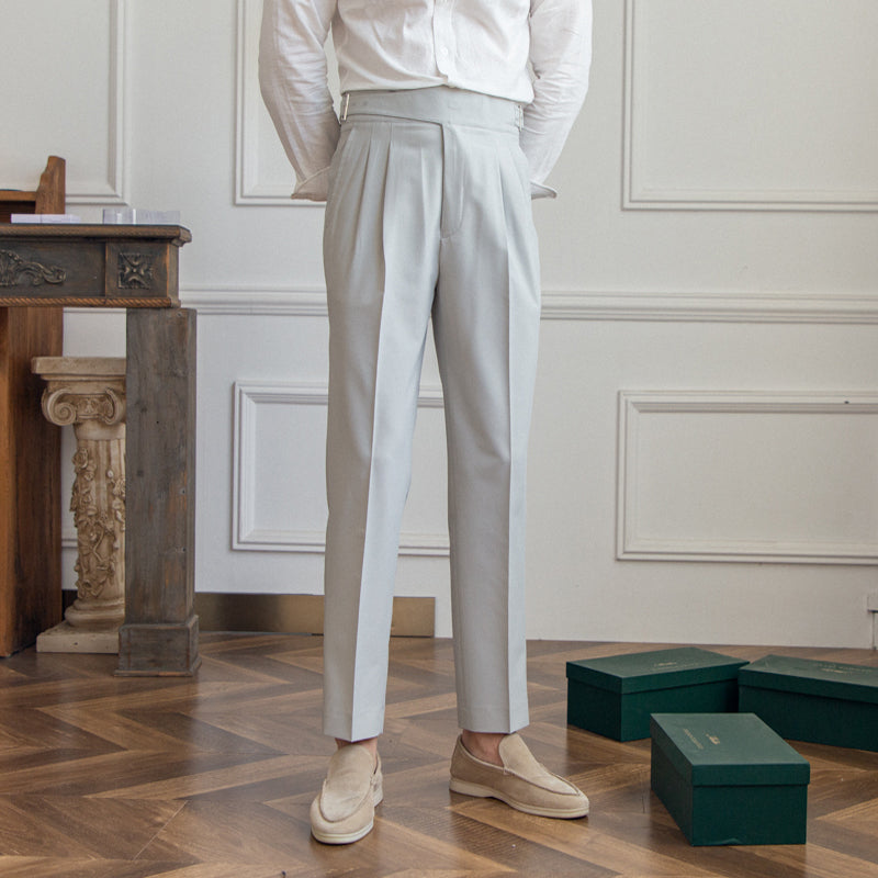 Grey Classic Double Buckle Gurkh Pant By Sartorio Nero