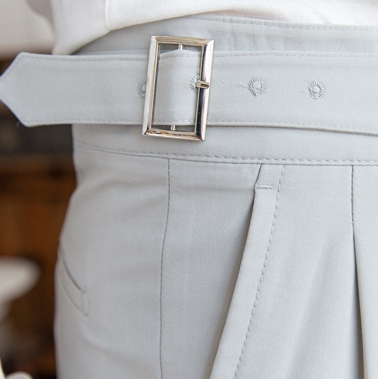 Grey Classic Double Buckle Gurkh Pant By Sartorio Nero