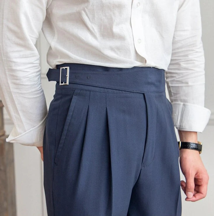 Navy Blue Classic Double Buckle Gurkh Pant By Sartorio Nero