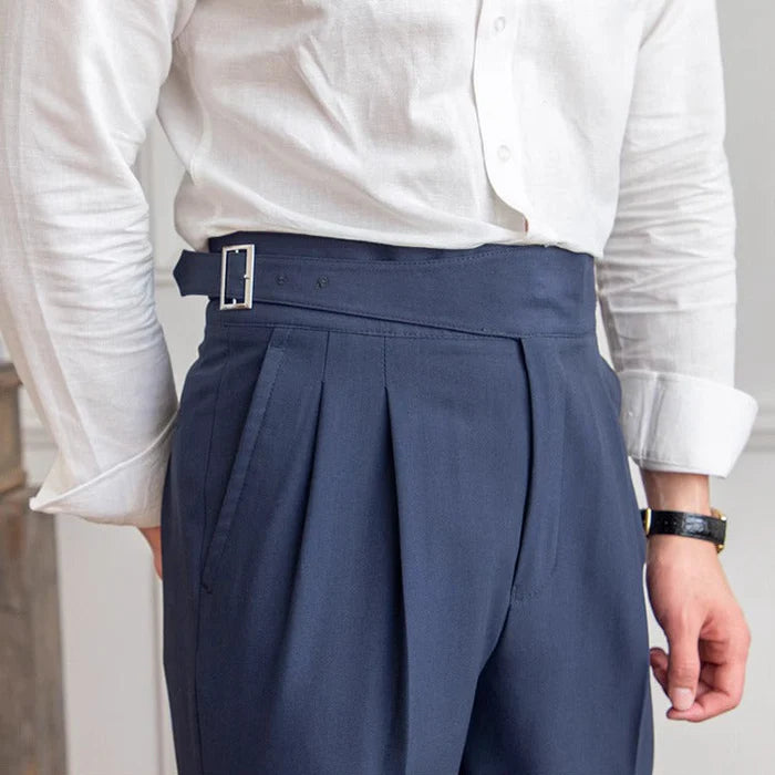 Navy Blue Classic Double Buckle Gurkh Pant By Sartorio Nero