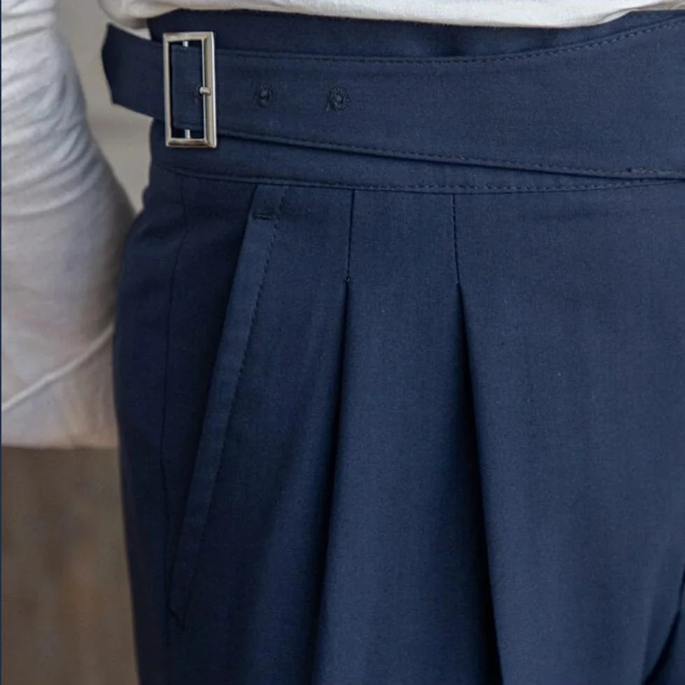 Navy Blue Classic Double Buckle Gurkh Pant By Sartorio Nero