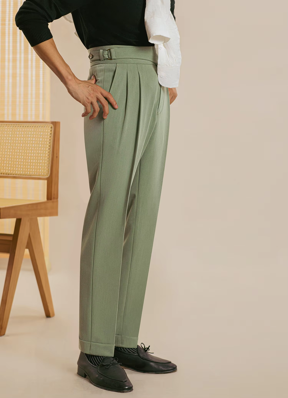 Lime Classic Double Button Gurkh Pant By Sartorio Nero