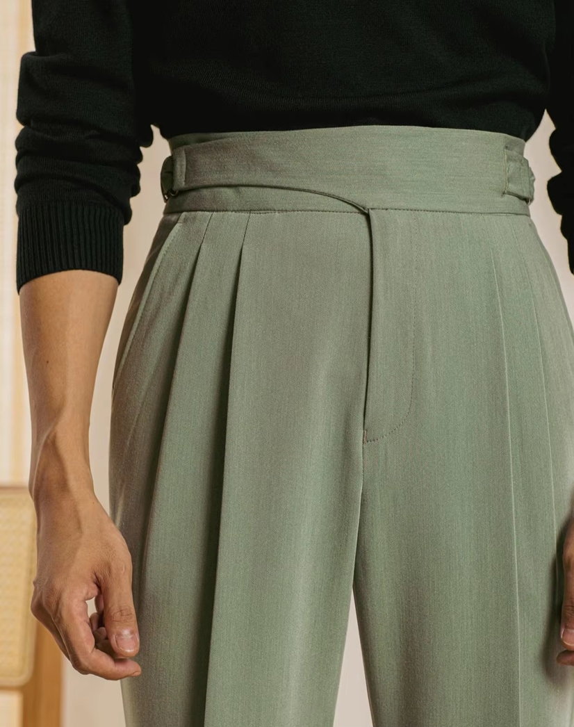 Lime Classic Double Button Gurkh Pant By Sartorio Nero