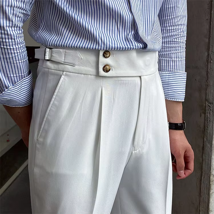 White Signature Double Button Gurkha Pant By Sartorio Nero