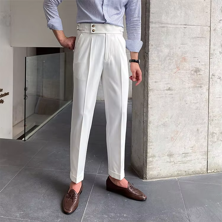 White Signature Double Button Gurkha Pant By Sartorio Nero
