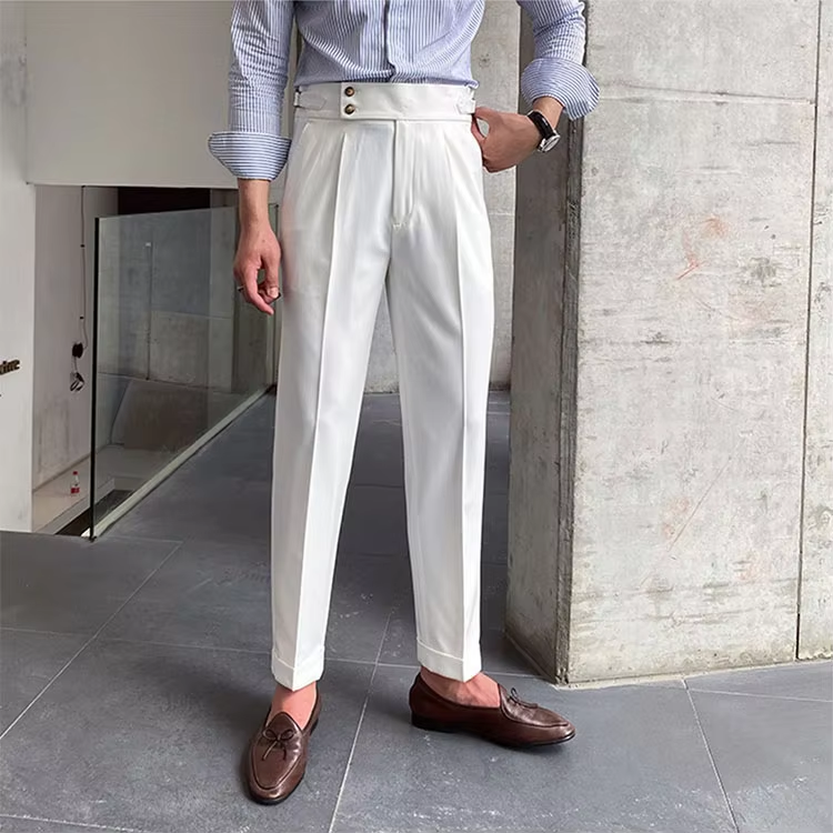 White Signature Double Button Gurkha Pant By Sartorio Nero