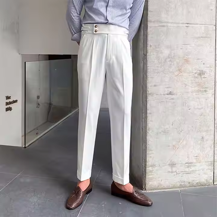 White Signature Double Button Gurkha Pant By Sartorio Nero