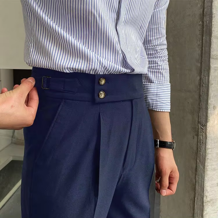 Navy Blue Signature Double Button Gurkha Pant By Sartorio Nero
