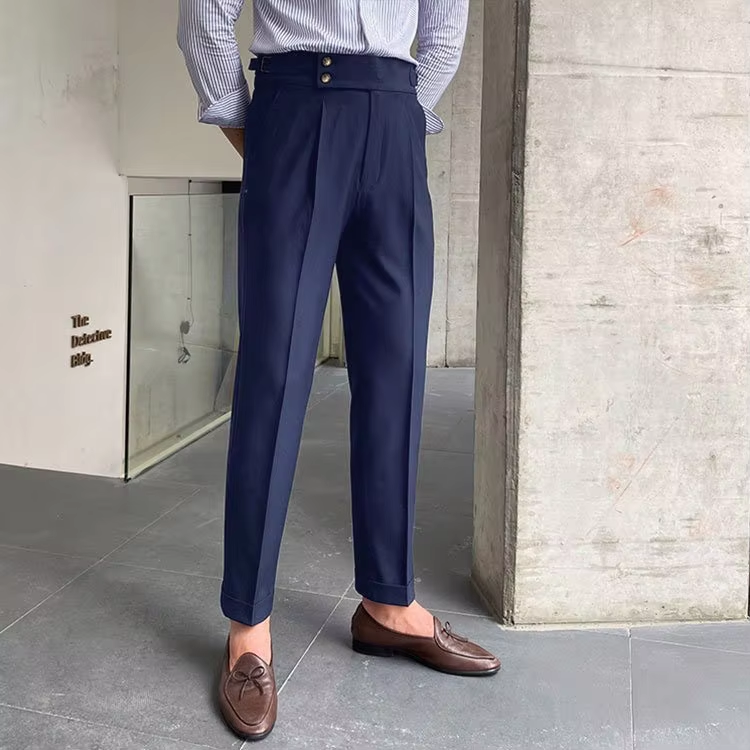 Navy Blue Signature Double Button Gurkha Pant By Sartorio Nero