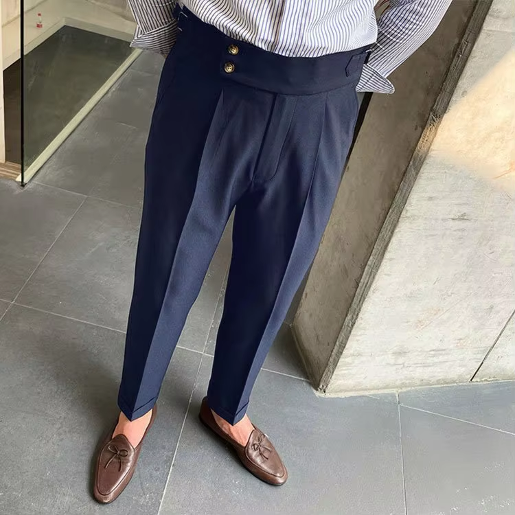 Navy Blue Signature Double Button Gurkha Pant By Sartorio Nero