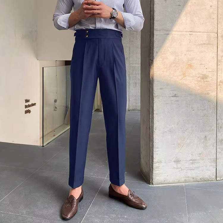 Navy Blue Signature Double Button Gurkha Pant By Sartorio Nero