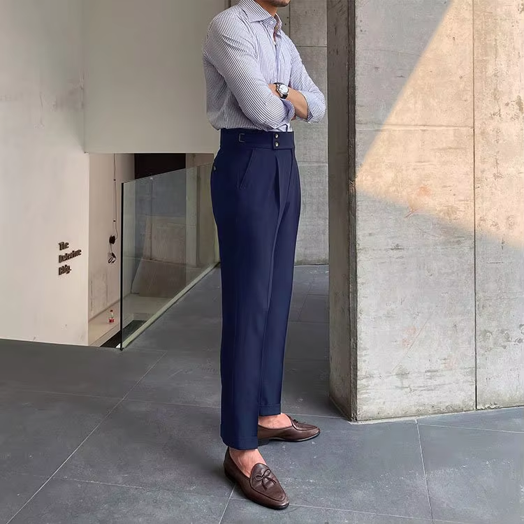 Navy Blue Signature Double Button Gurkha Pant By Sartorio Nero