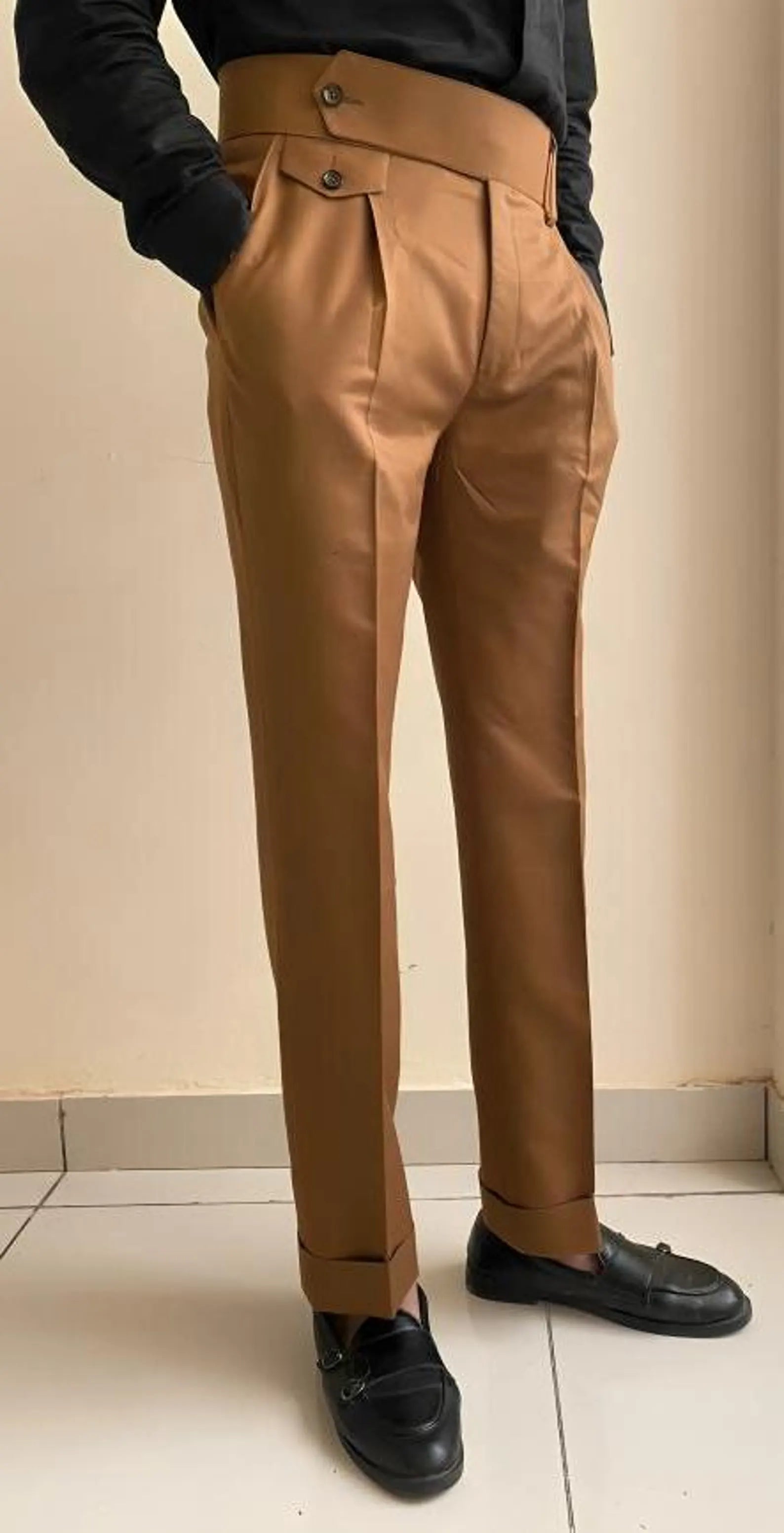 Brown Mocha Flap Signature Gurkha Pant By Sartorio Nero