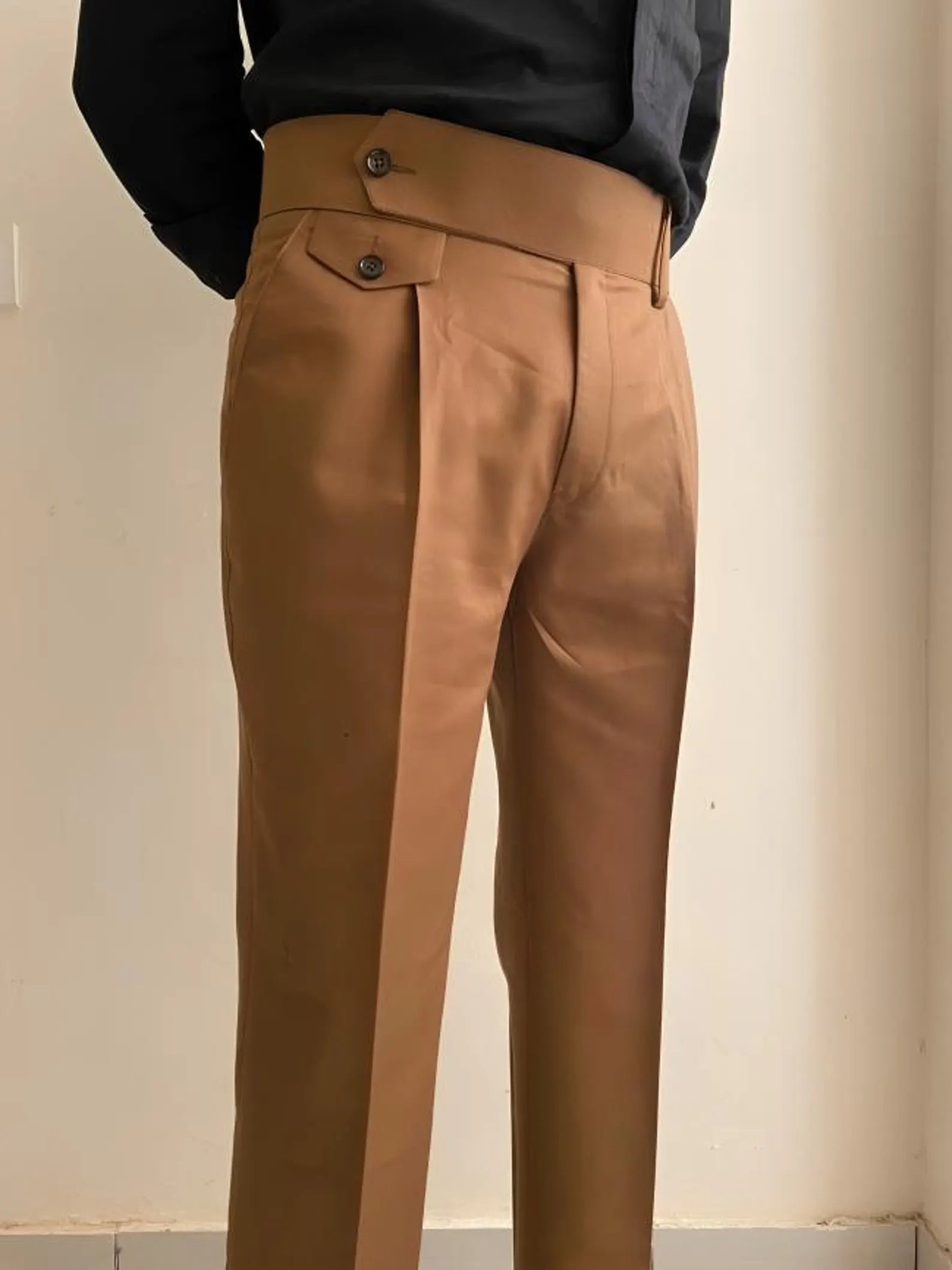Brown Mocha Flap Signature Gurkha Pant By Sartorio Nero