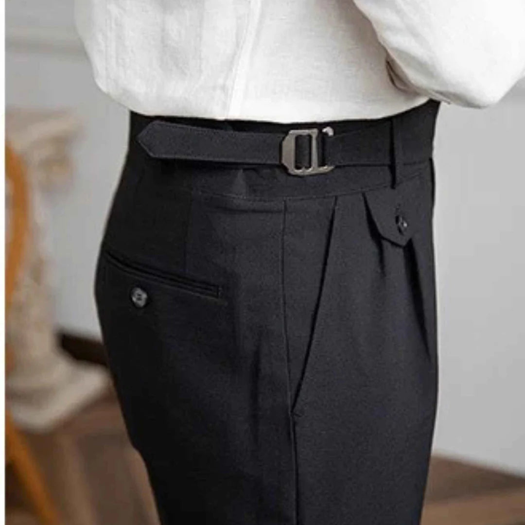 Black Right Front Side Adjuster Buckle Gurkha Pant By Sartorio Nero