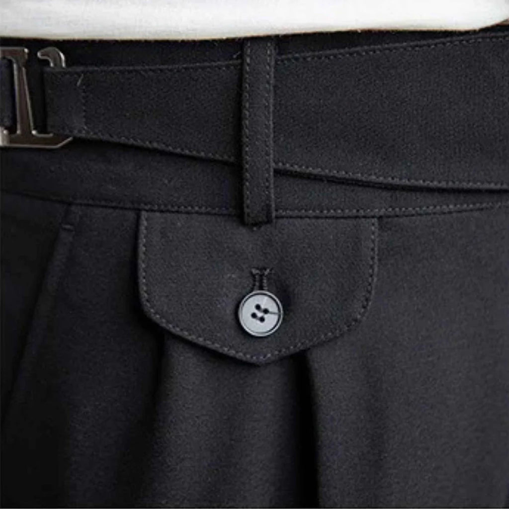 Black Right Front Side Adjuster Buckle Gurkha Pant By Sartorio Nero