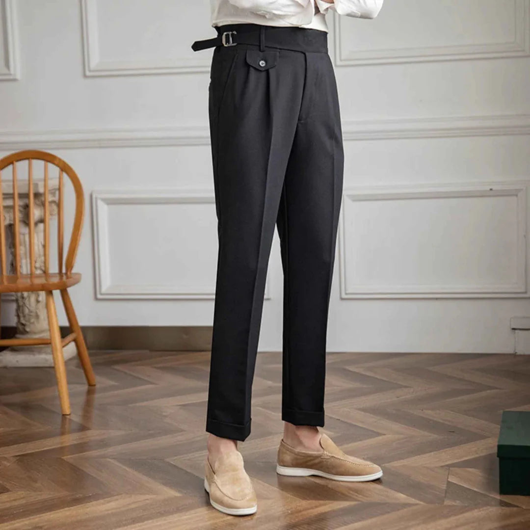 Black Right Front Side Adjuster Buckle Gurkha Pant By Sartorio Nero