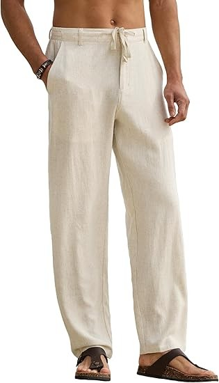 Beige Men Linen Pant By Sartorio Nero