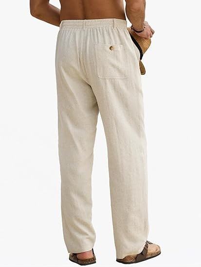 Beige Men Linen Pant By Sartorio Nero