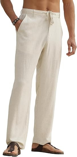 Beige Men Linen Pant By Sartorio Nero