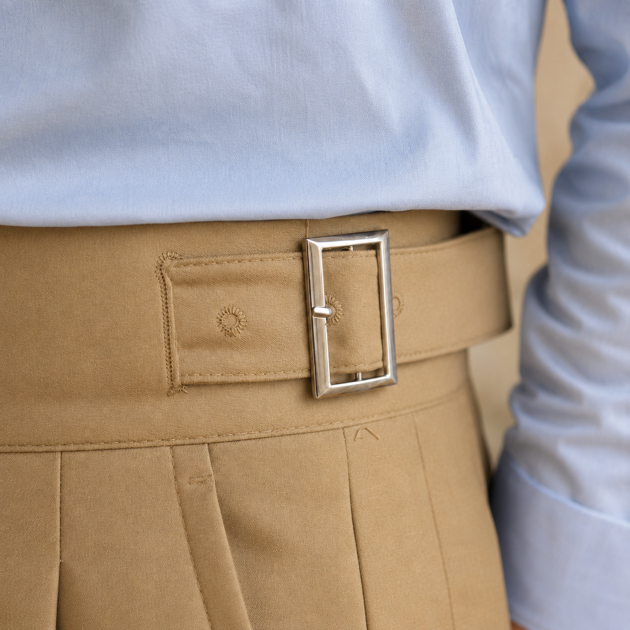 Beige Classic Double Buckle Gurkha Pant By Sartorio Nero
