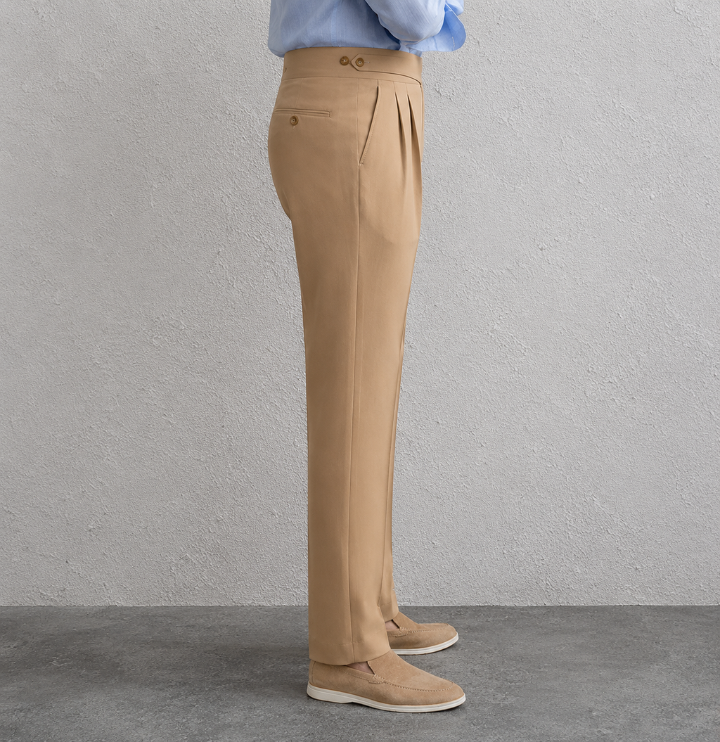 Beige Classic Double Button Gurkha Pant By Sartorio Nero