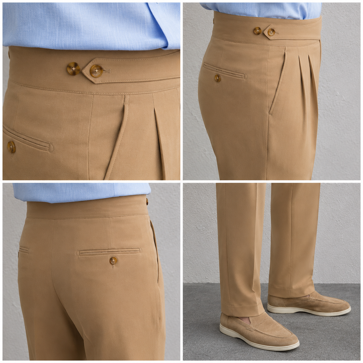 Beige Classic Double Button Gurkha Pant By Sartorio Nero