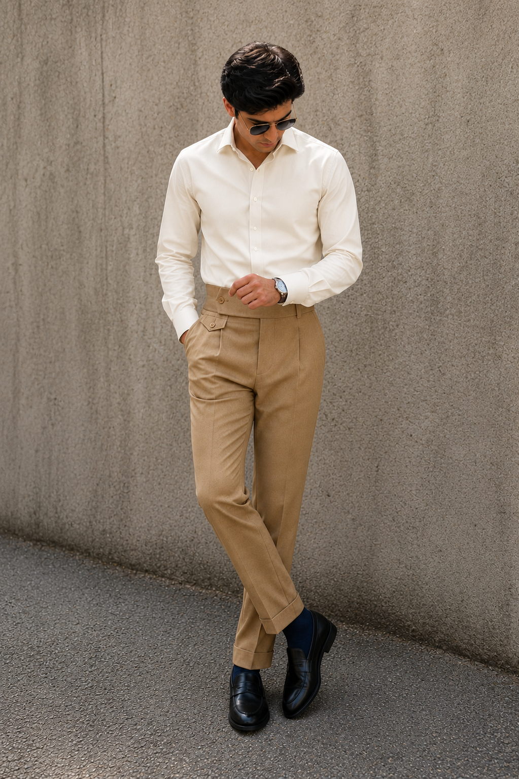 Beige Flap Signature Gurkha Pant By Sartorio Nero