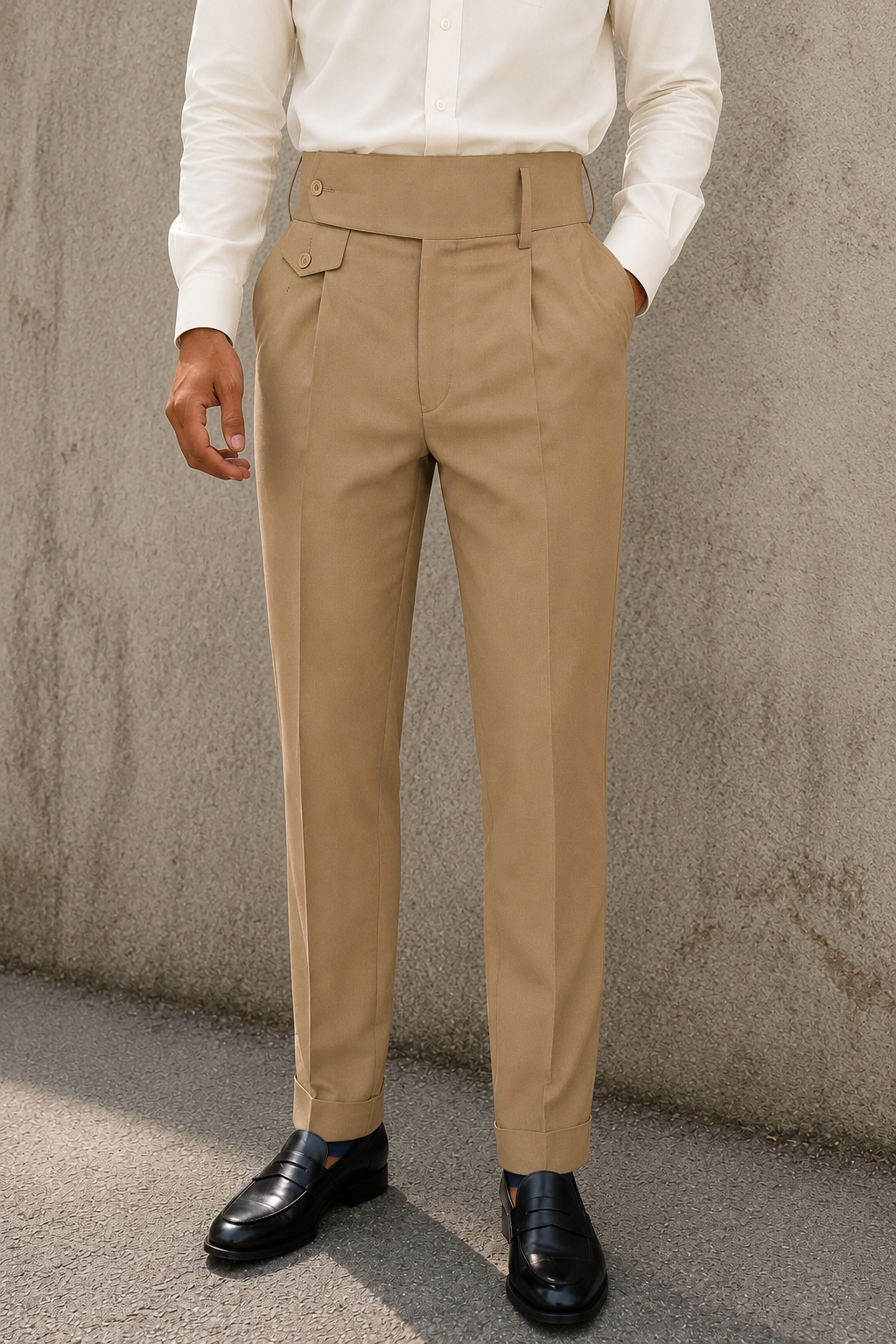 Beige Flap Signature Gurkha Pant By Sartorio Nero