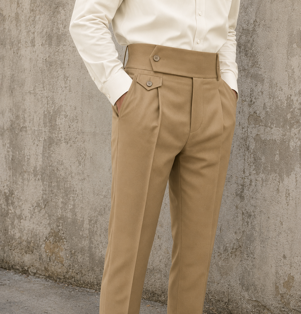 Beige Flap Signature Gurkha Pant By Sartorio Nero