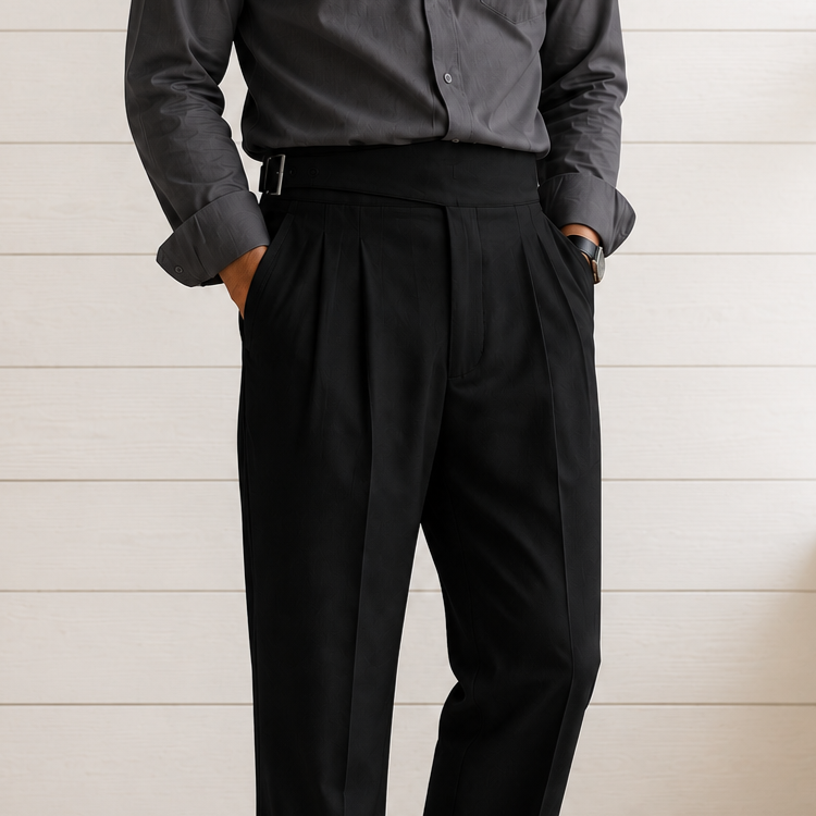 Black Classic Double Buckle Gurkha Pant By Sartorio Nero