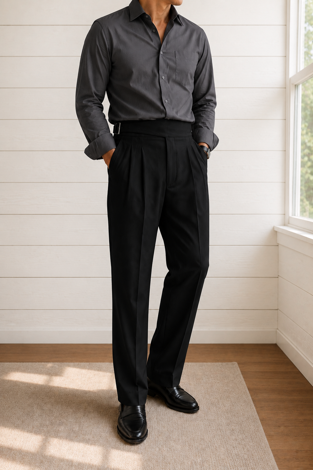 Black Classic Double Buckle Gurkha Pant By Sartorio Nero