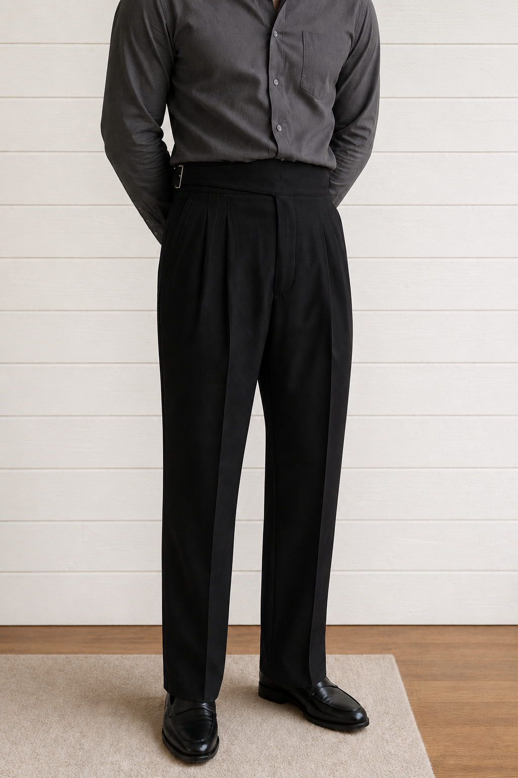 Black Classic Double Buckle Gurkha Pant By Sartorio Nero