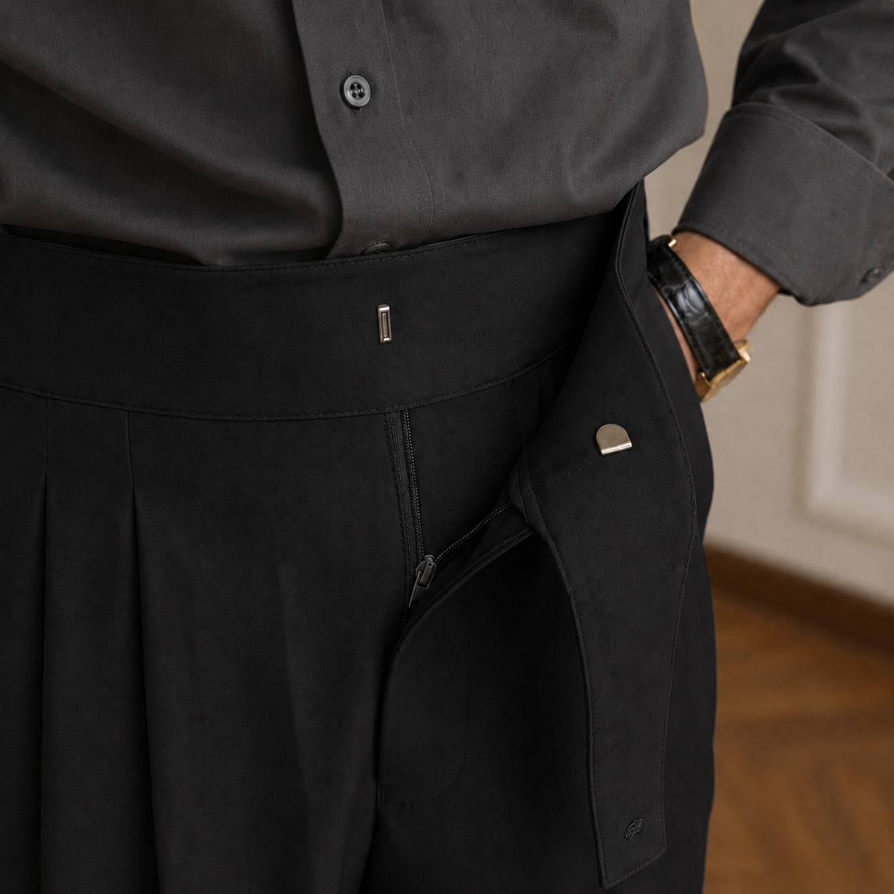 Black Classic Double Buckle Gurkha Pant By Sartorio Nero