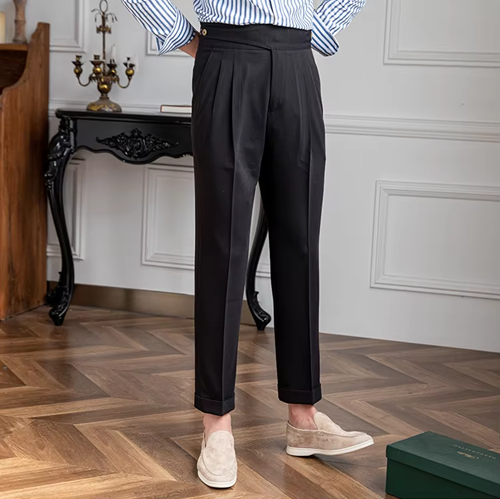 Black Classic Double Button Gurkha Pant By Sartorio Nero