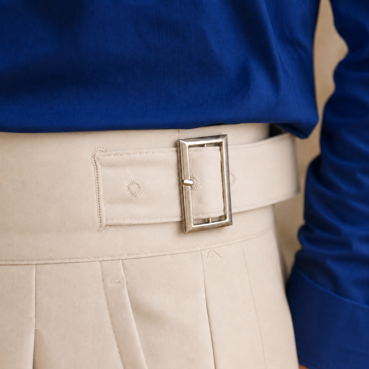 Cream Classic Double Buckle Gurkha Pant By Sartorio Nero