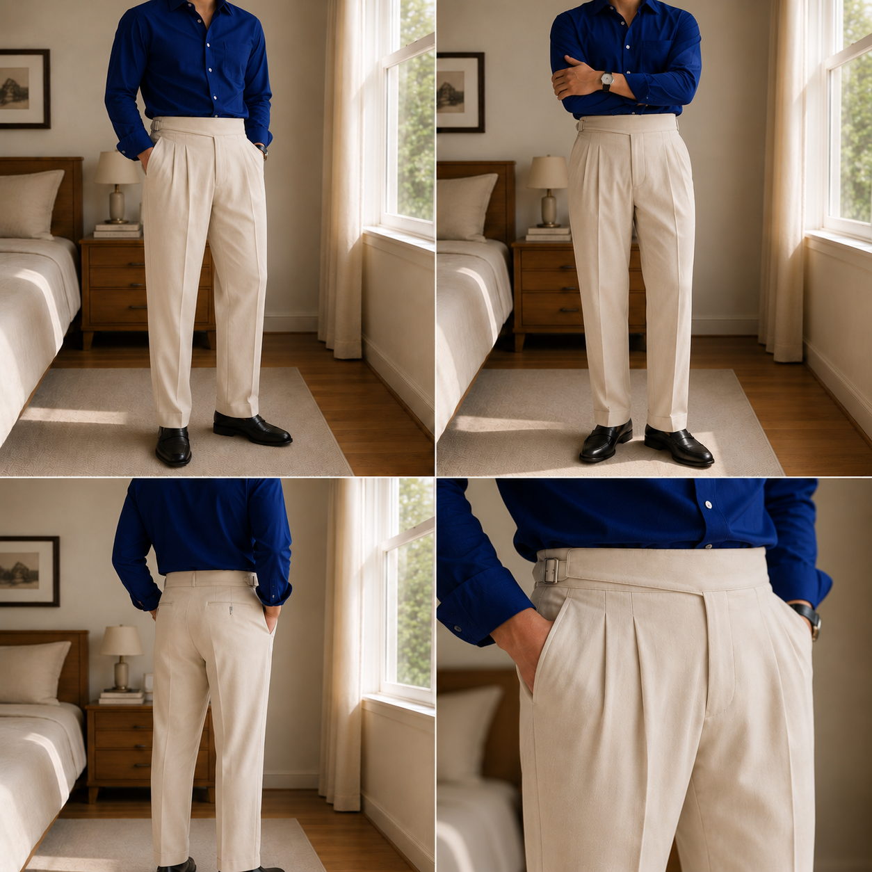 Cream Classic Double Buckle Gurkha Pant By Sartorio Nero