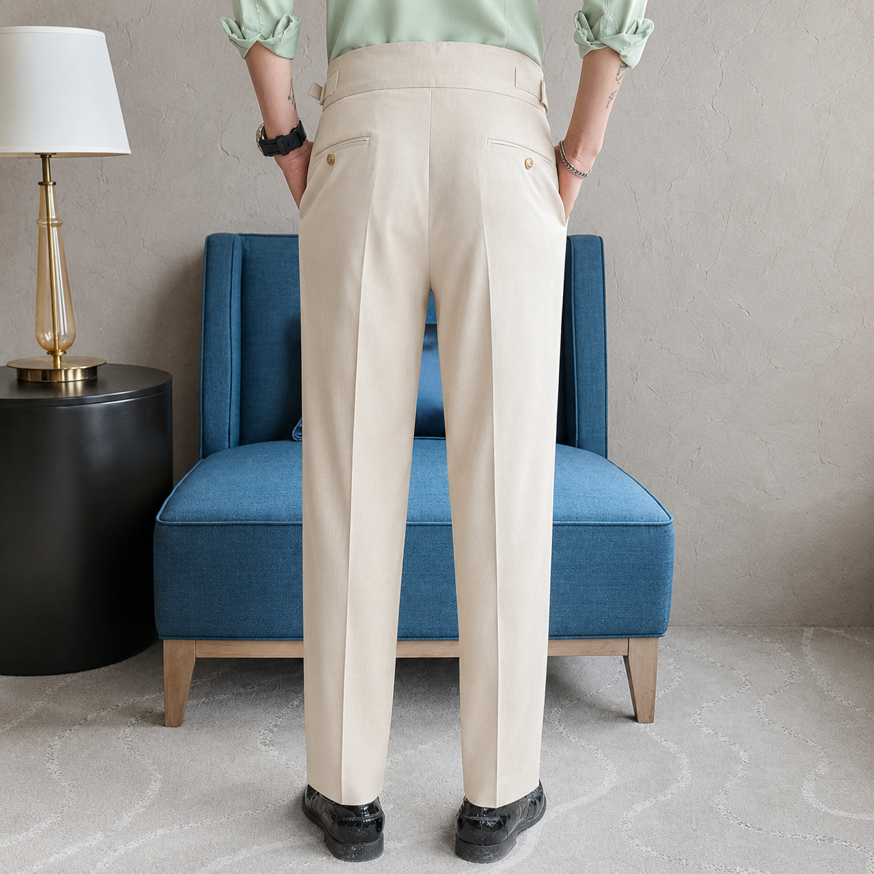 Cream Exotic Gurkha Pant By Sartorio Nero