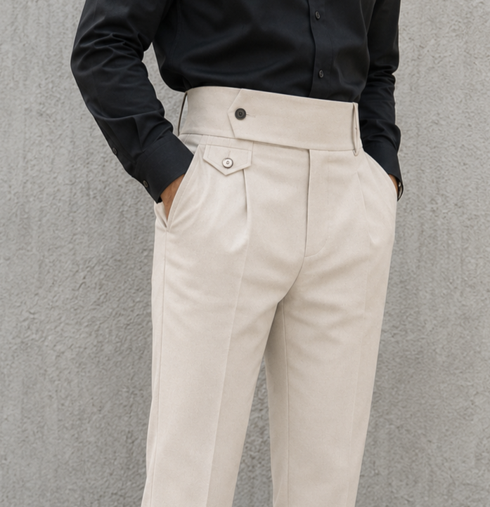 Cream Flap Signature Gurkha Pant By Sartorio Nero