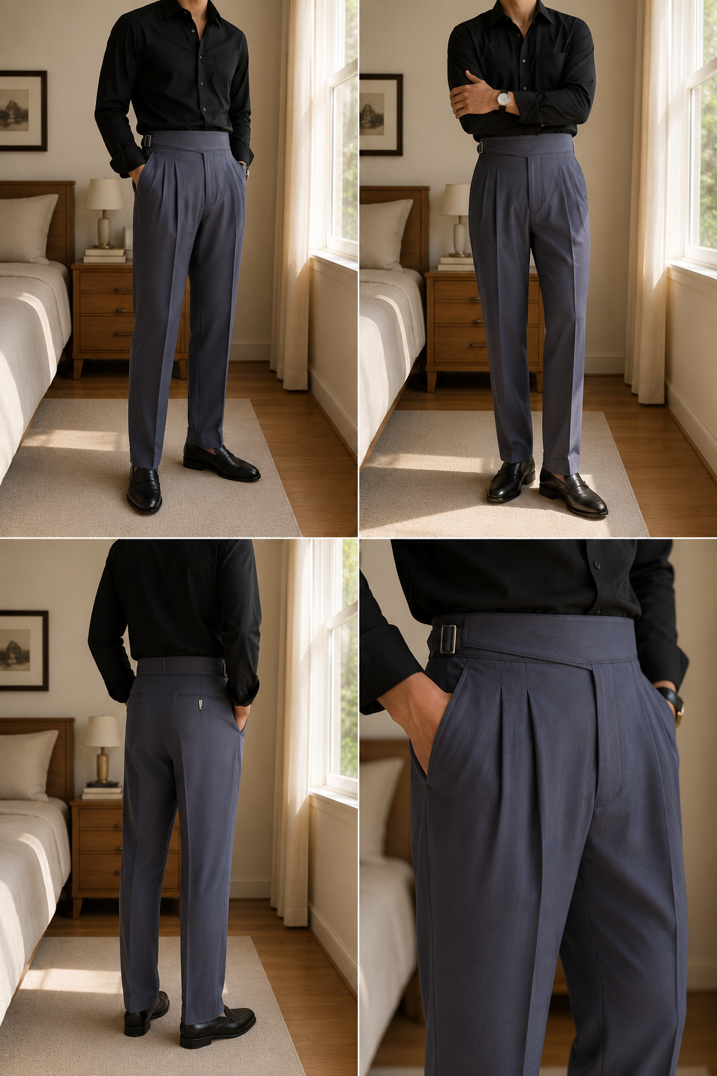 Dark Grey Classic Double Buckle Gurkha Pant By Sartorio Nero