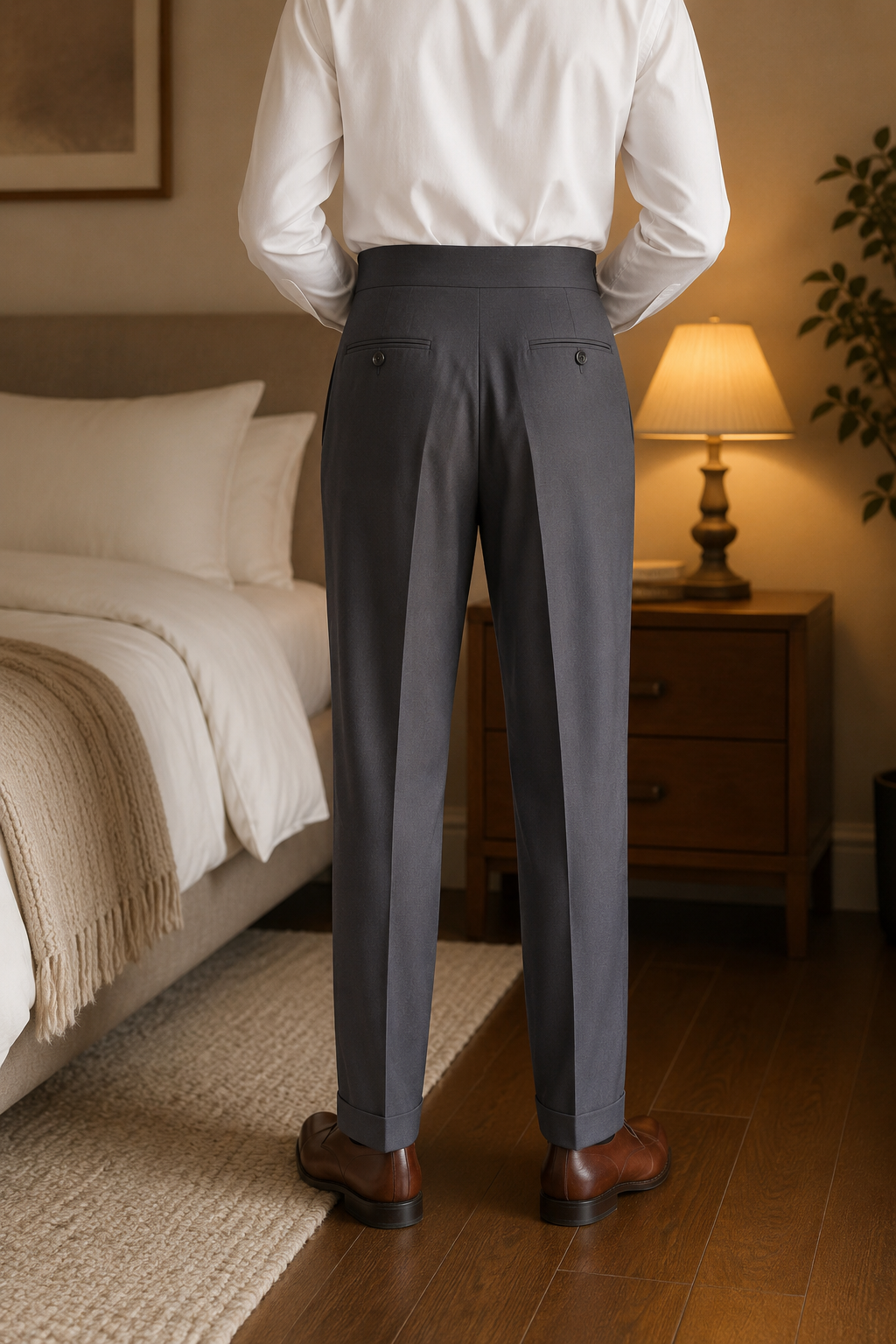 Dark Grey Classic Double Button Gurkha Pant By Sartorio Nero