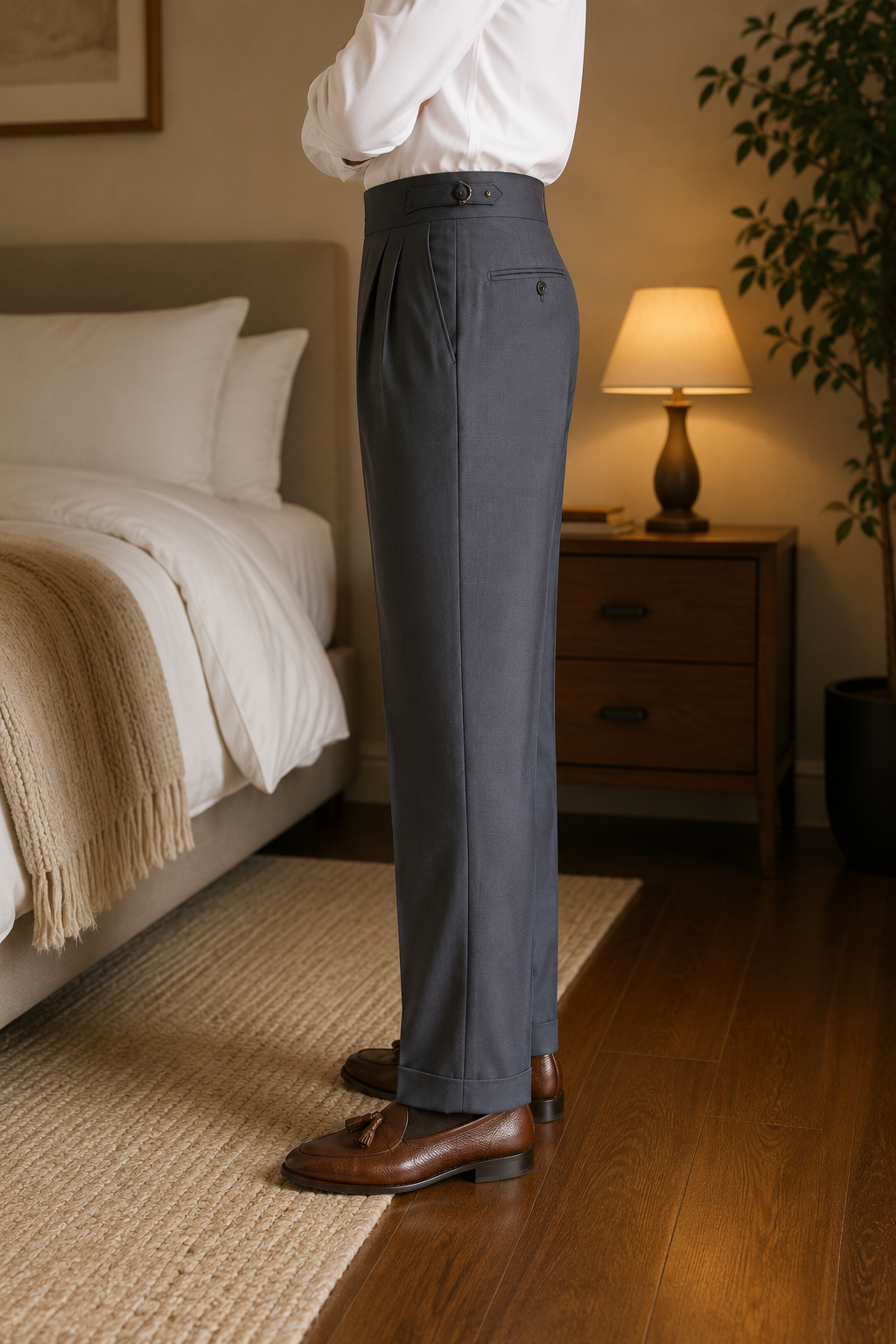 Dark Grey Classic Double Button Gurkha Pant By Sartorio Nero