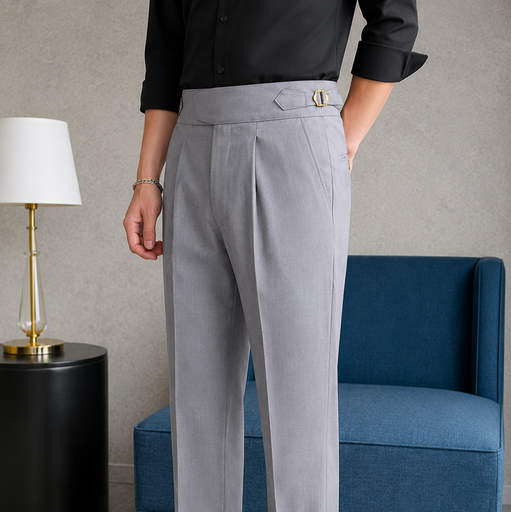 Light Ash Grey Exotic Gurkha Pant By Sartorio Nero