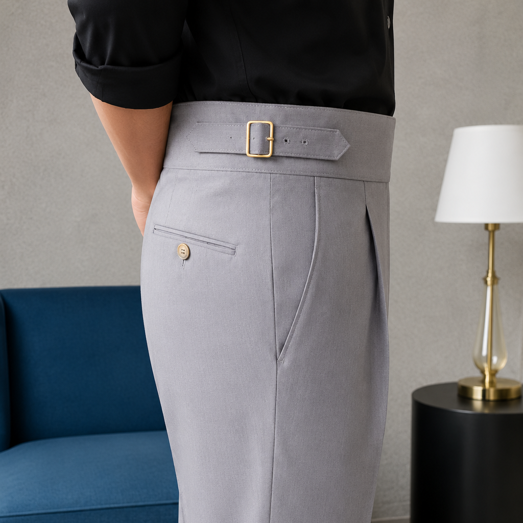 Light Ash Grey Exotic Gurkha Pant By Sartorio Nero