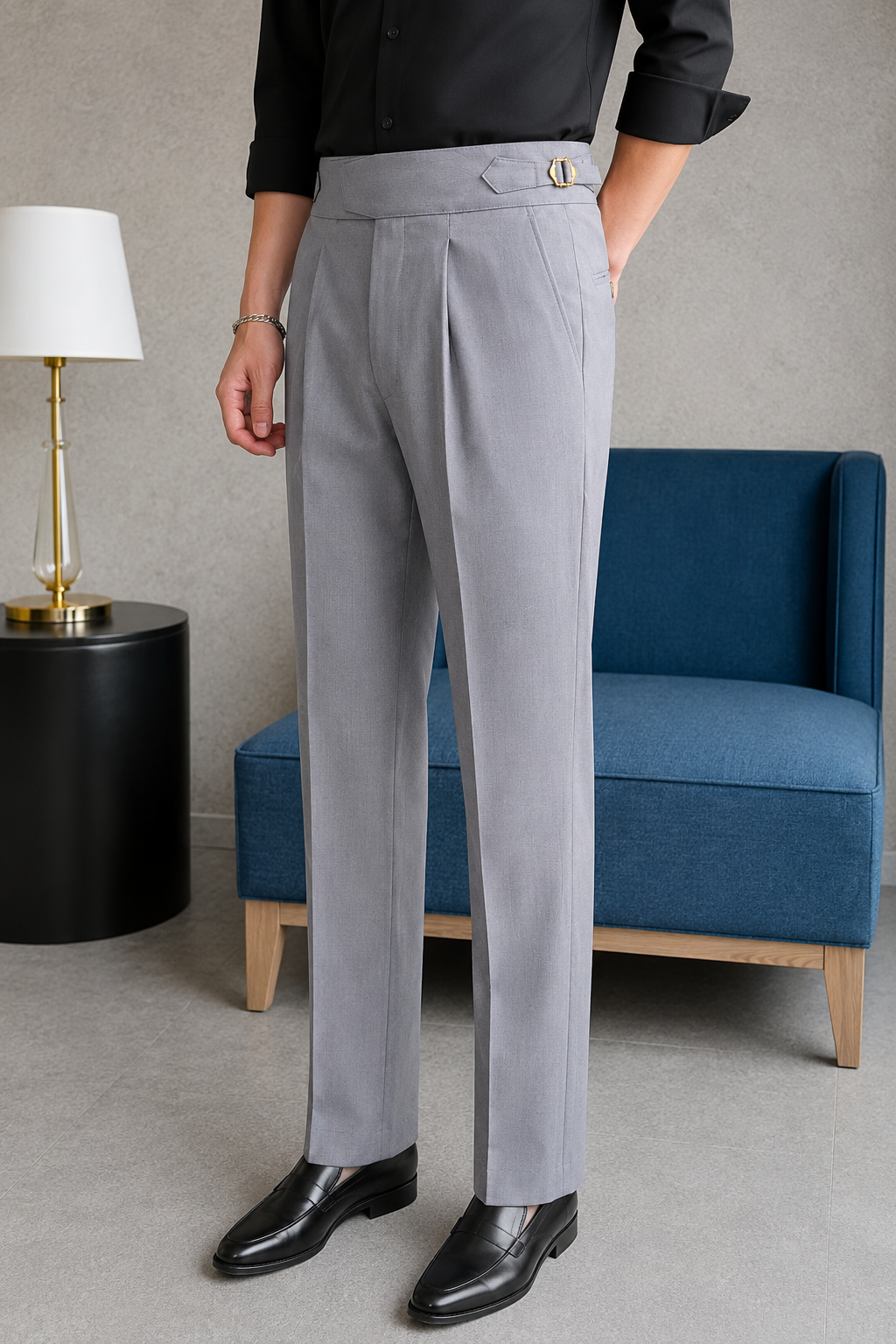 Light Ash Grey Exotic Gurkha Pant By Sartorio Nero