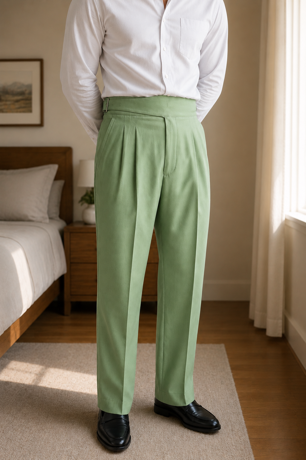 Mint Green Classic Double Buckle Gurkha Pant By Sartorio Nero